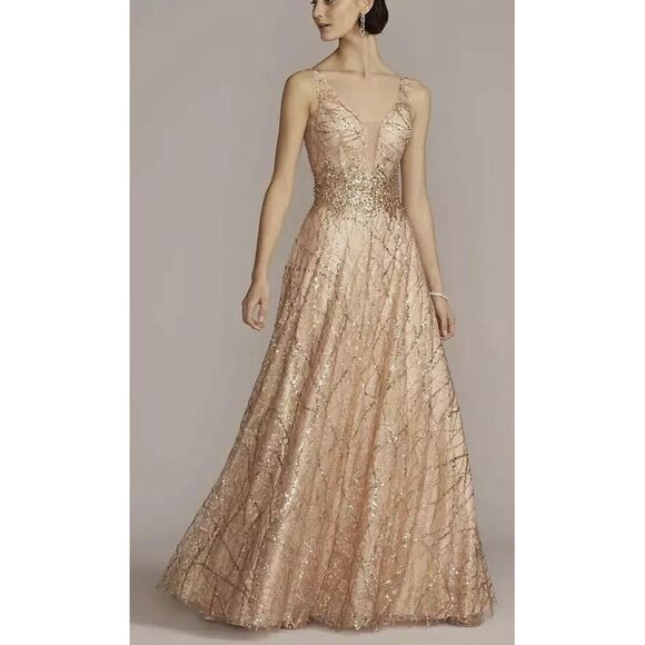 City Triangles Prom Dress Juniors 3 Event Rose Gold A Line Lace‎ Sequin Fluffy - Picture 1 of 14